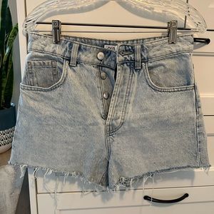 Zara Womens Size 6 Light Denim High Waisted Cutoff Shorts Button Fly